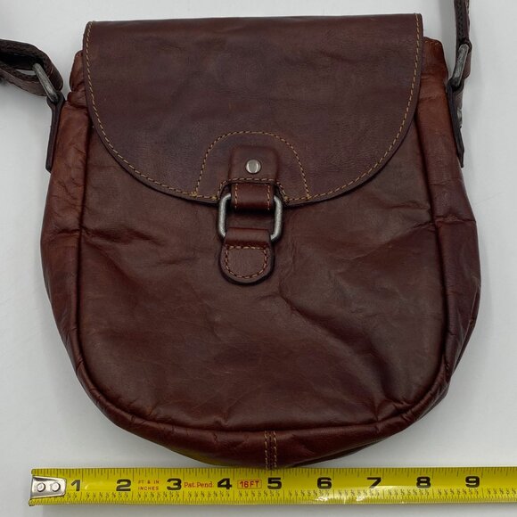 Jack Georges Dark Brown Leather Crossbody Bag Rustic Cowboy Rodeo Purse Boho 9" - Picture 12 of 13